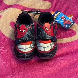 Marvel Little Boys Red & Black Spider-Man Sneakers with Sturdy Sole.